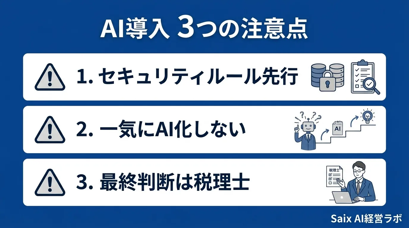 AI導入3つの注意点の図解