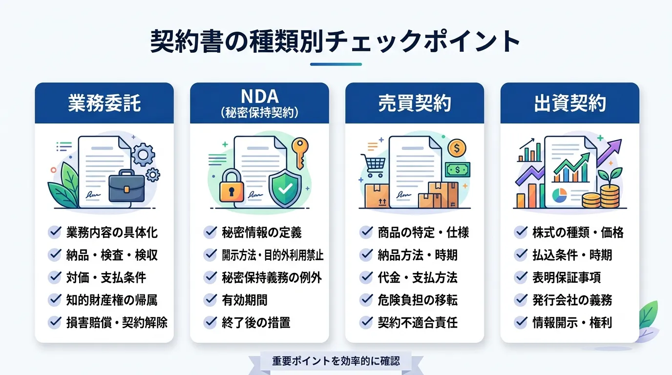 契約書の種類別チェックポイント