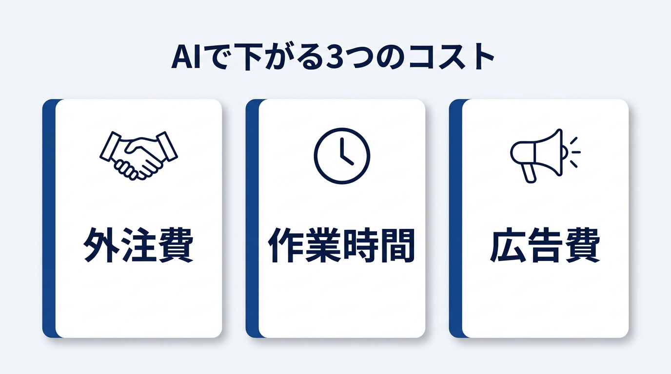 AIで下がる3つのコスト(外注費・作業時間・広告費)