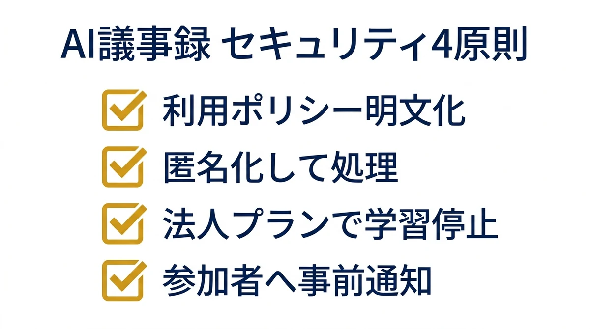 AI議事録のセキュリティ4原則チェックリスト