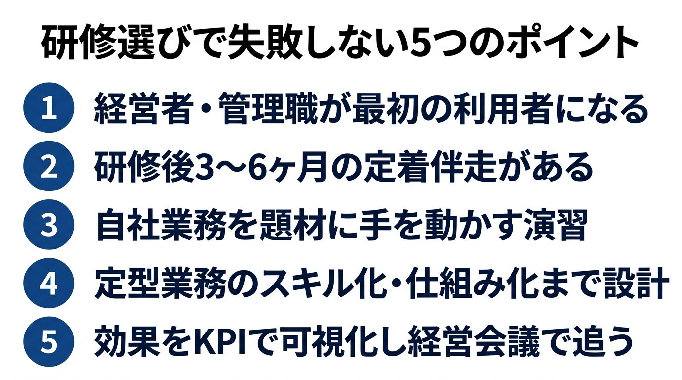 研修選びで失敗しない5つのポイント