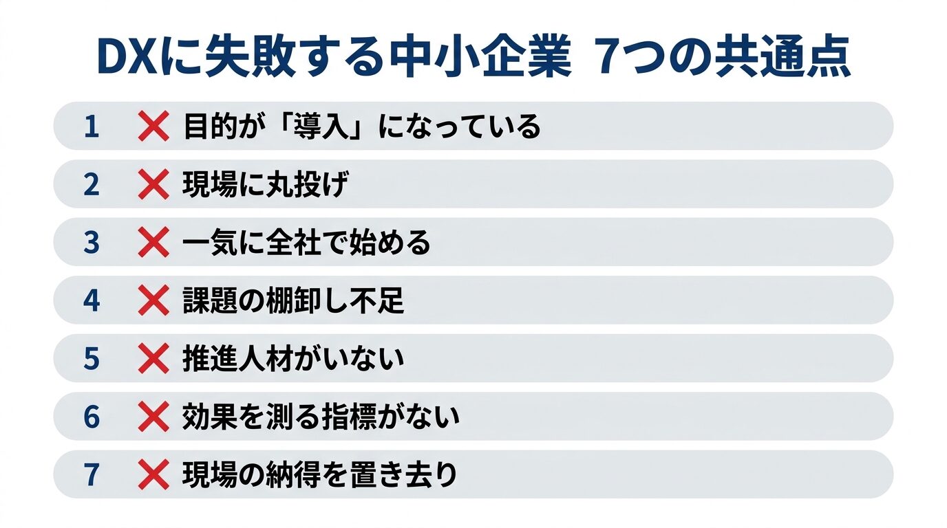 DXに失敗する中小企業の7つの共通点