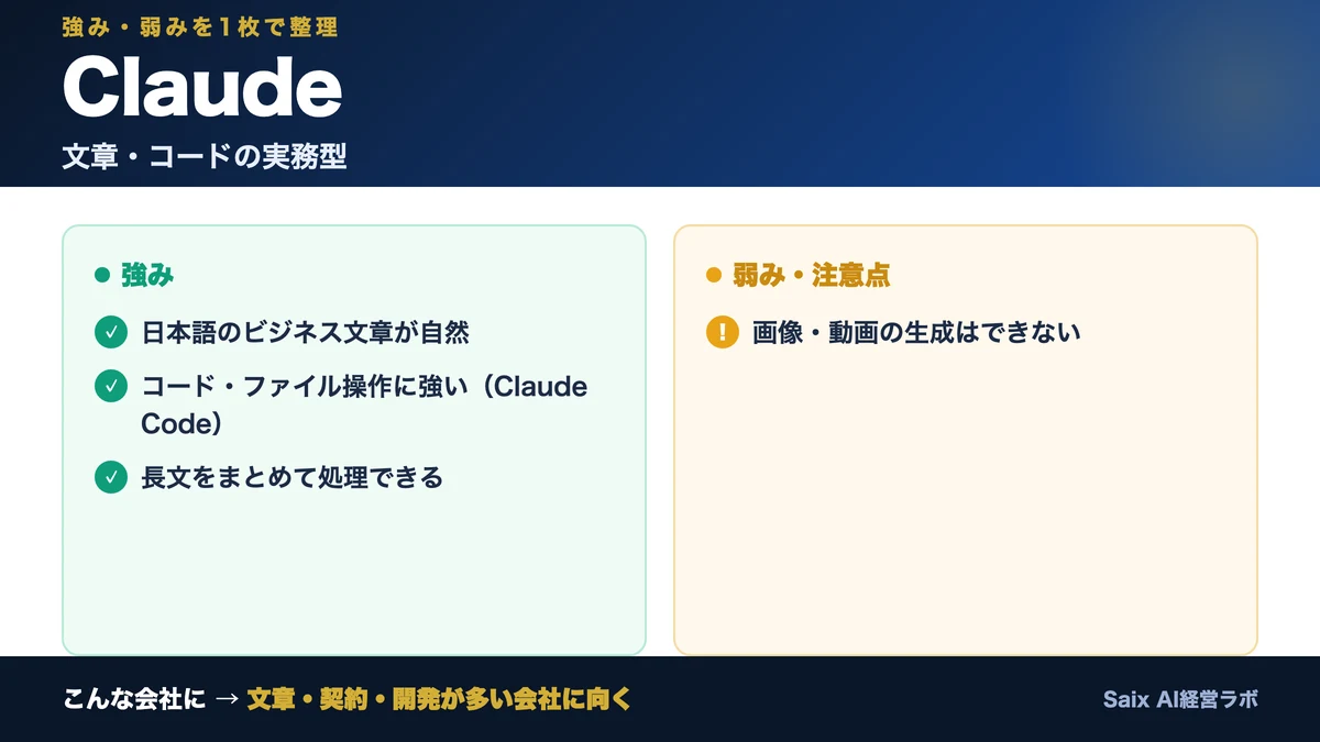 Claudeの強みと弱み
