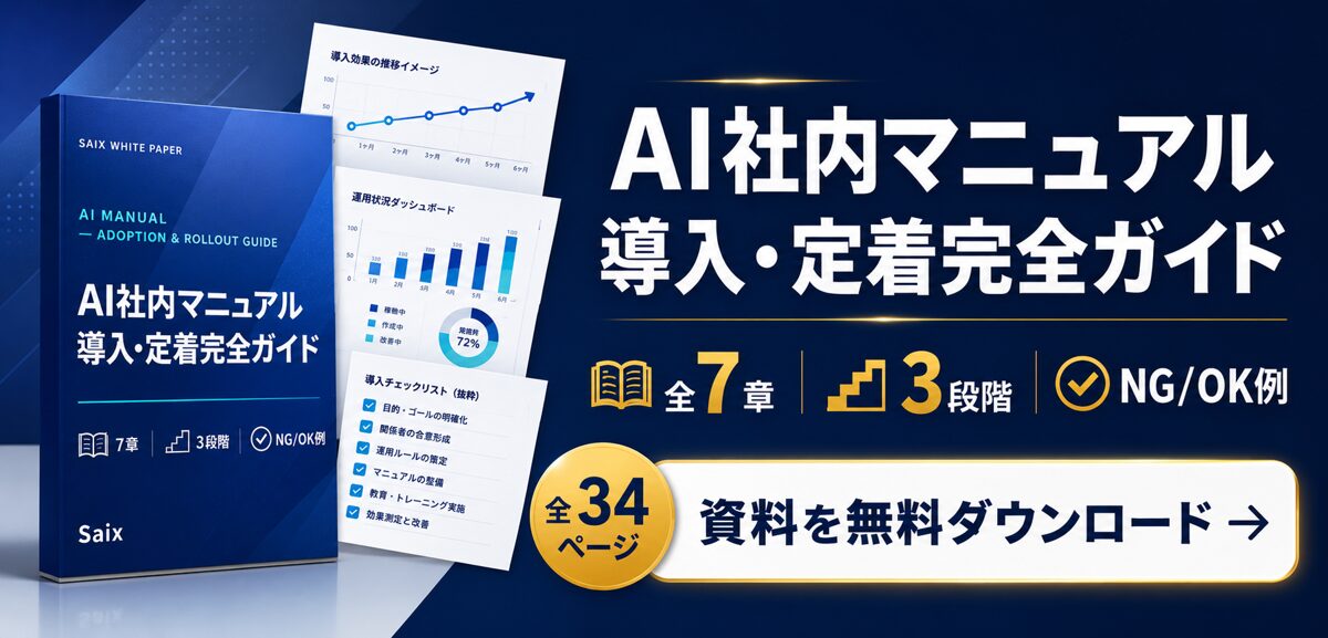 AI社内マニュアル 導入・定着完全ガイド｜全34ページ・無料でダウンロード