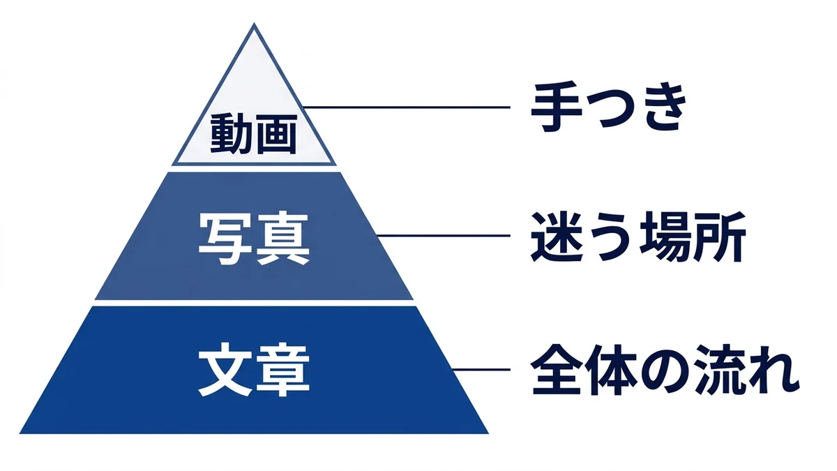 文章・写真・動画の3層。正本は文章に置く