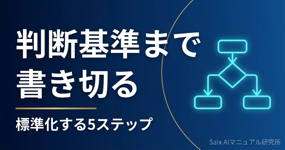 判断基準まで書き切る｜標準化する5ステップ