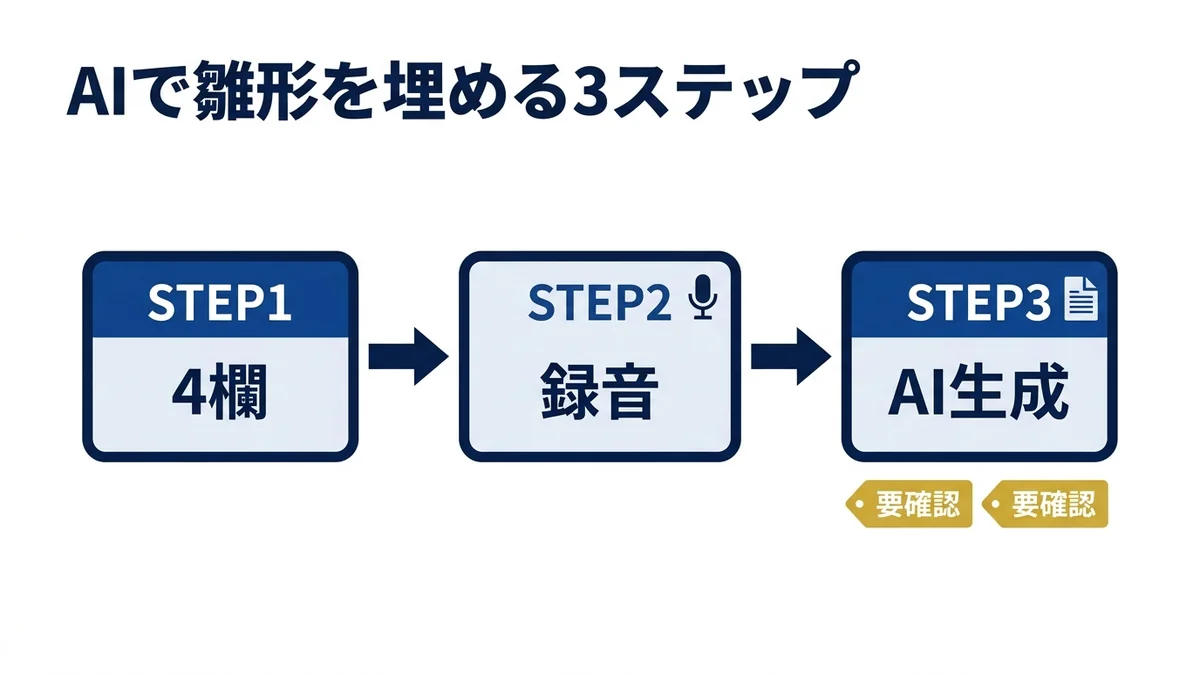 型を決め、口述で材料を集め、AIに初版を書かせる3ステップ