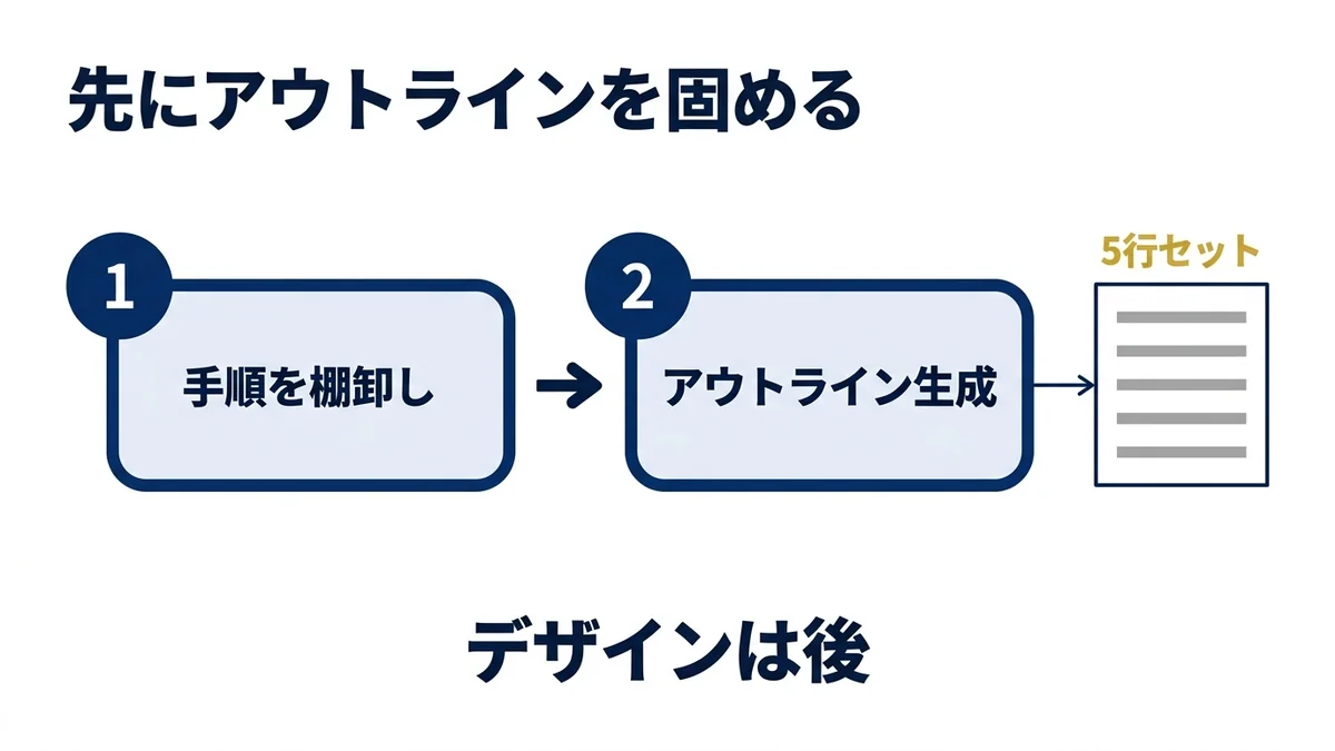 スライドを作る前にアウトラインをテキストで固める