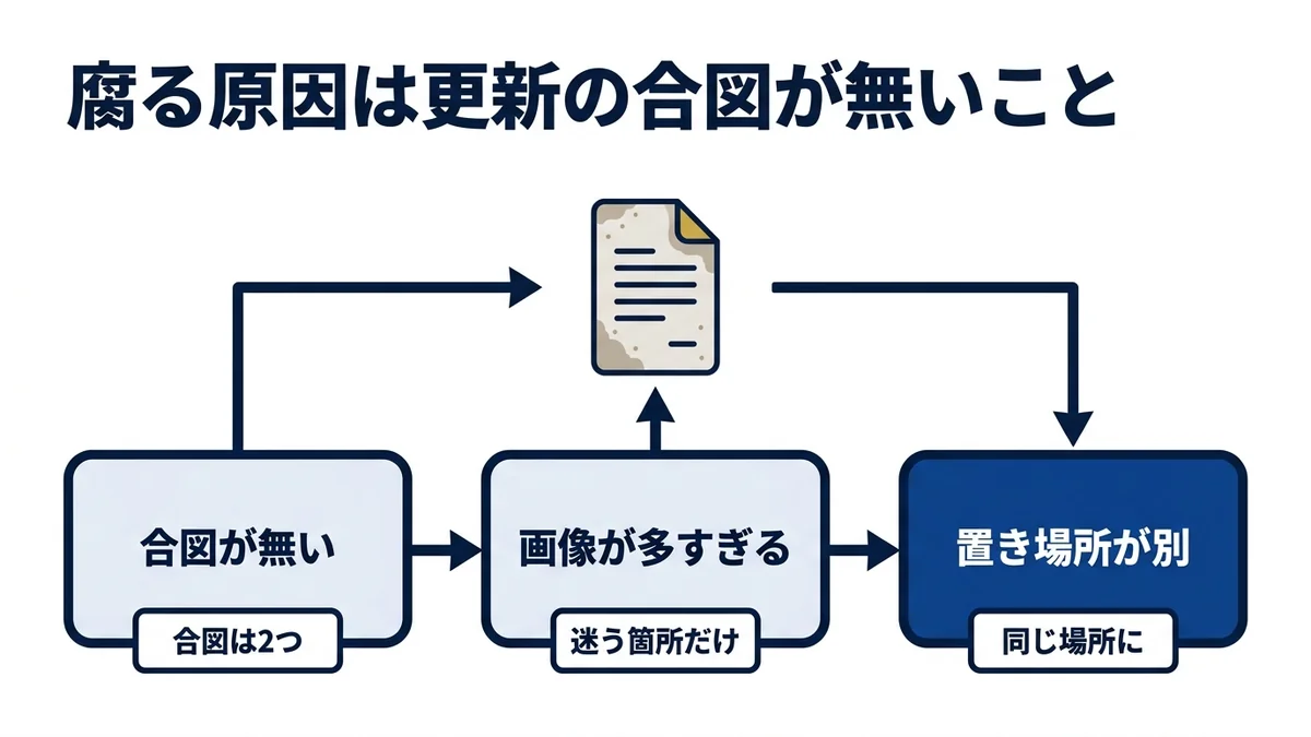 操作マニュアルが腐るのは画面変更ではなく更新のきっかけが無いこと