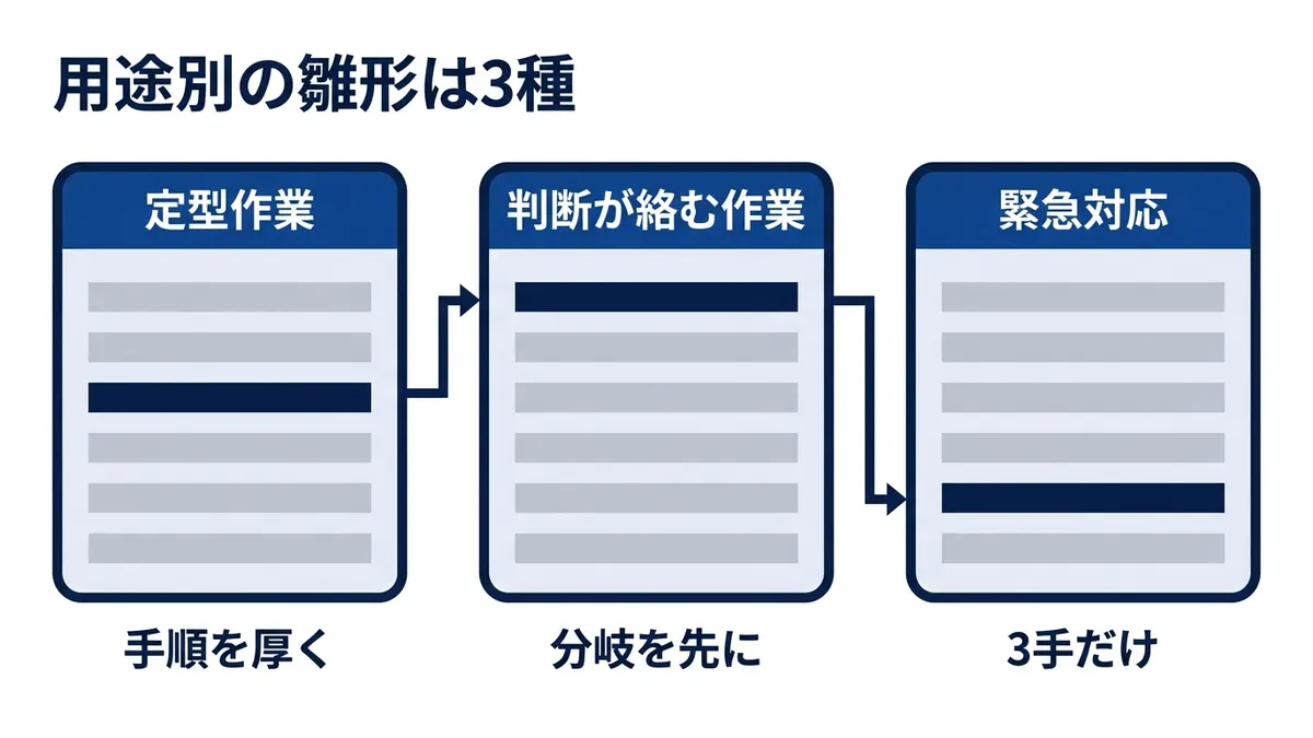 用途別の雛形3種と、それぞれ厚くする欄