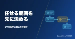 AIエージェントで業務効率化する範囲｜任せてよい業務の3条件と歯止めの設計