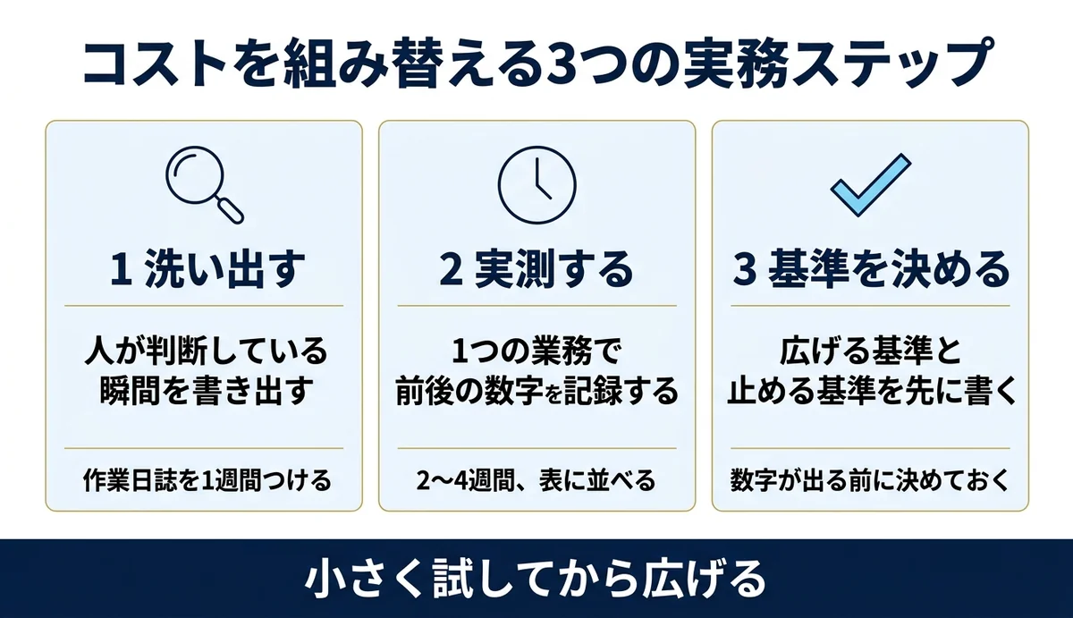 洗い出す・実測する・基準を決める3ステップ