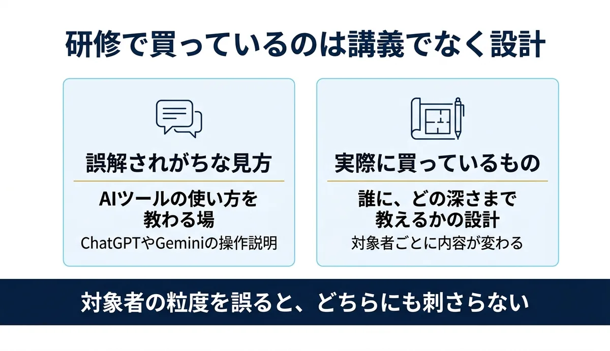 研修会社が実際に売っているのは誰に何を教えるかの設計