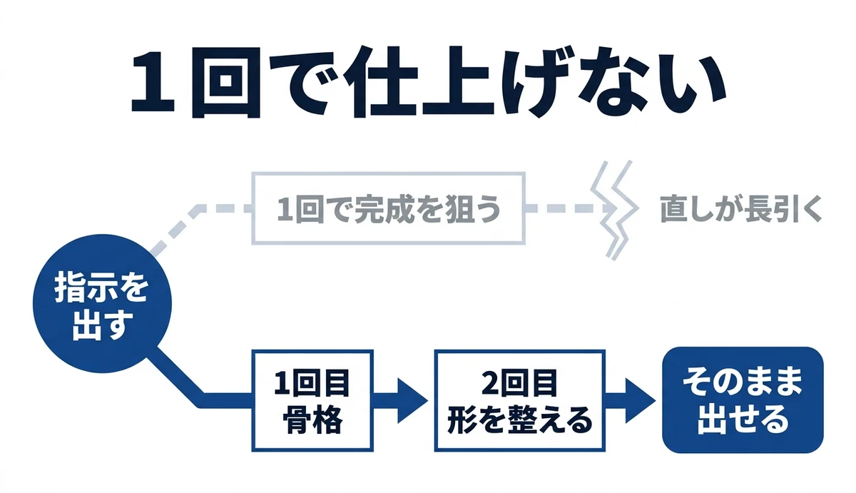 1回で完成を狙わず2往復で仕上げる流れ