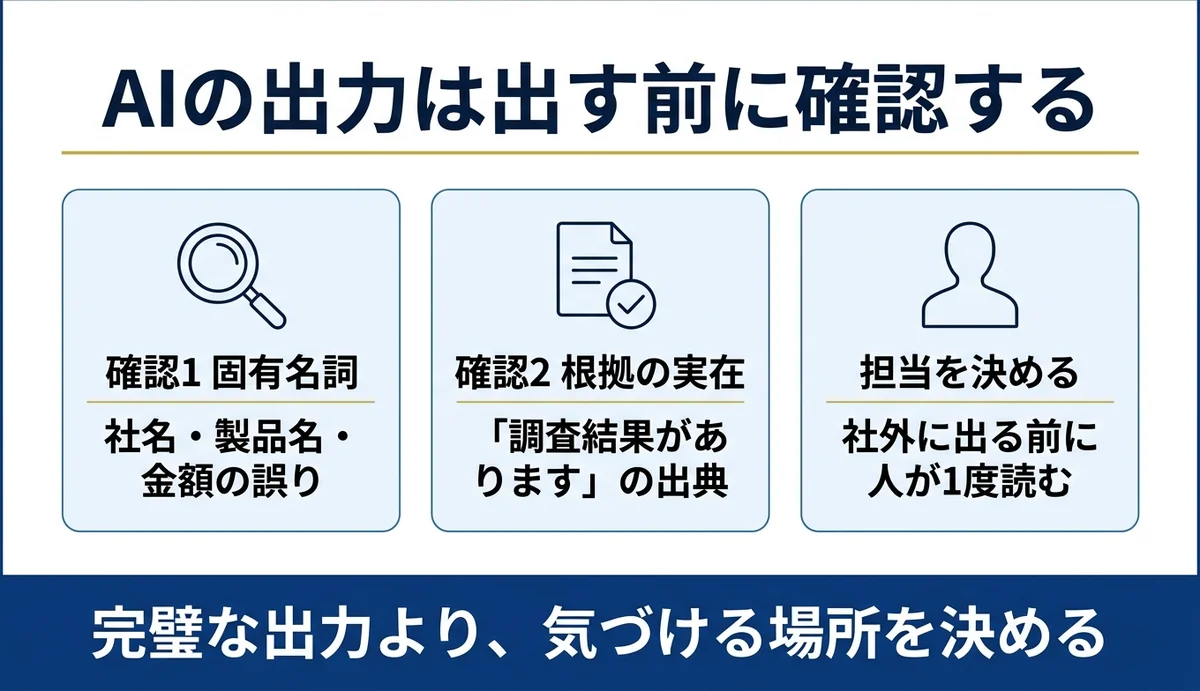 AIの出力は出す前に人が確認する体制を作る