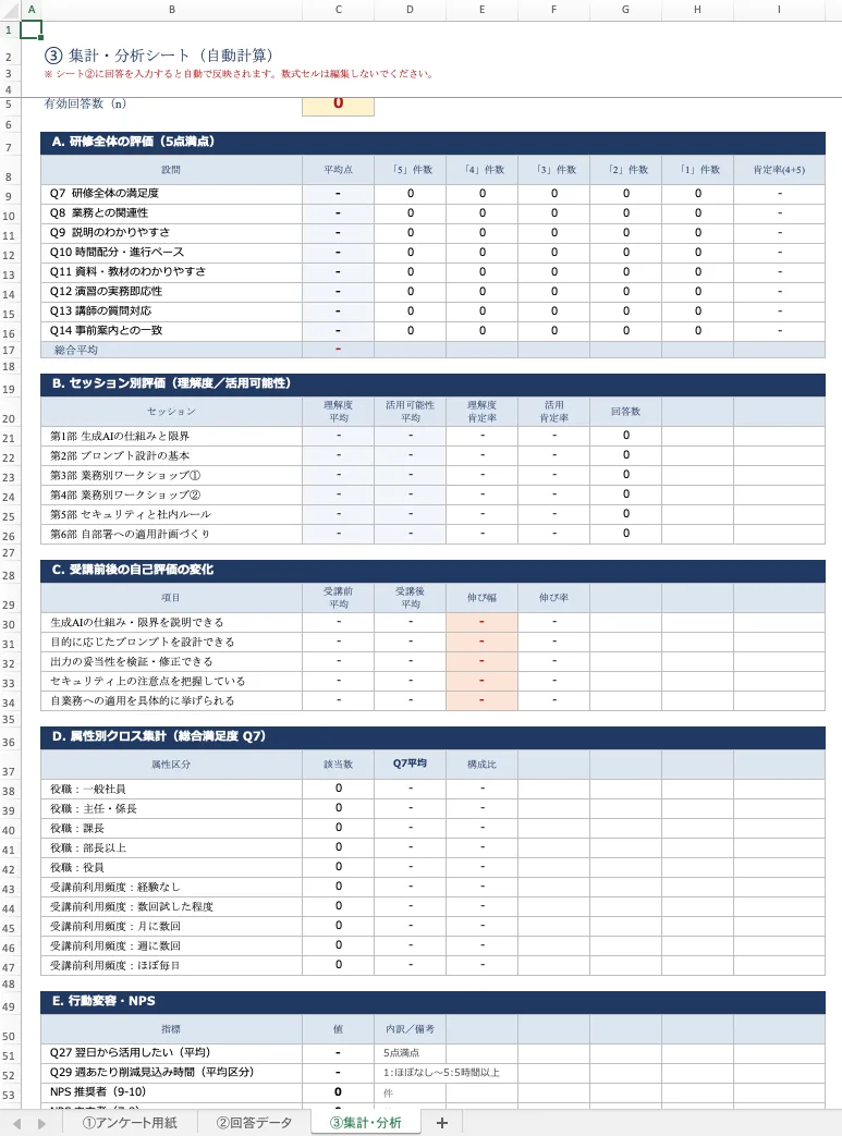 アンケートの集計・分析シート
