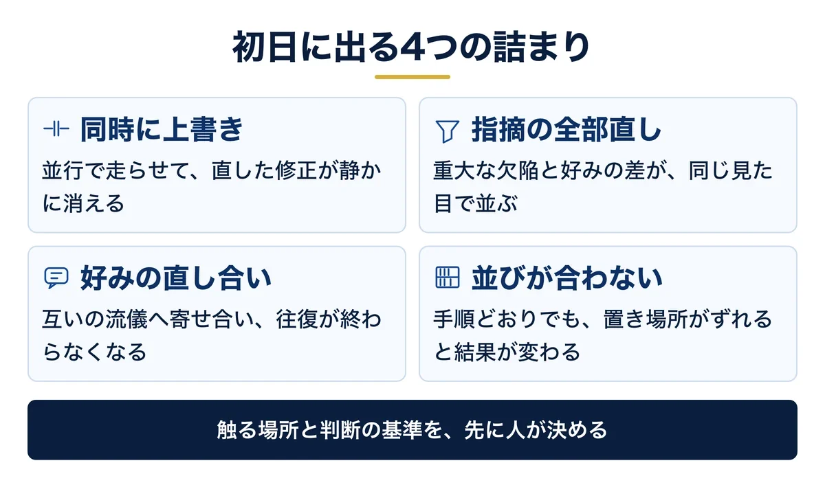 併用の初日に起きる4つの詰まり