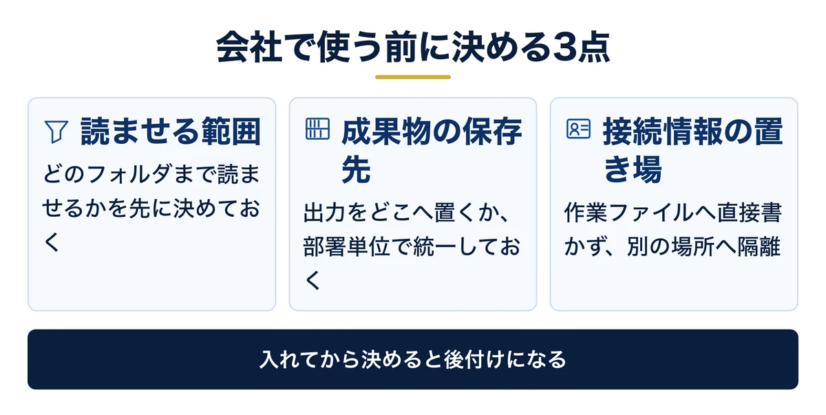 会社で使う前に決める権限・保存先・鍵の3点