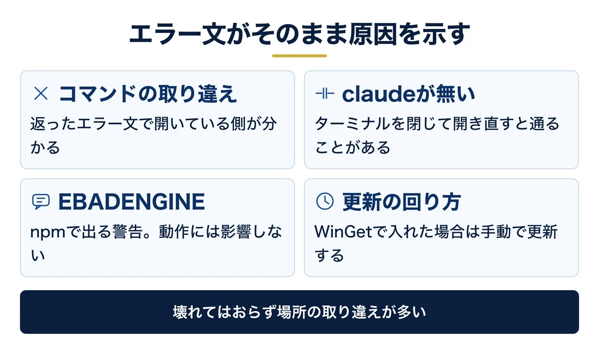 エラー文言から原因を特定する切り分け