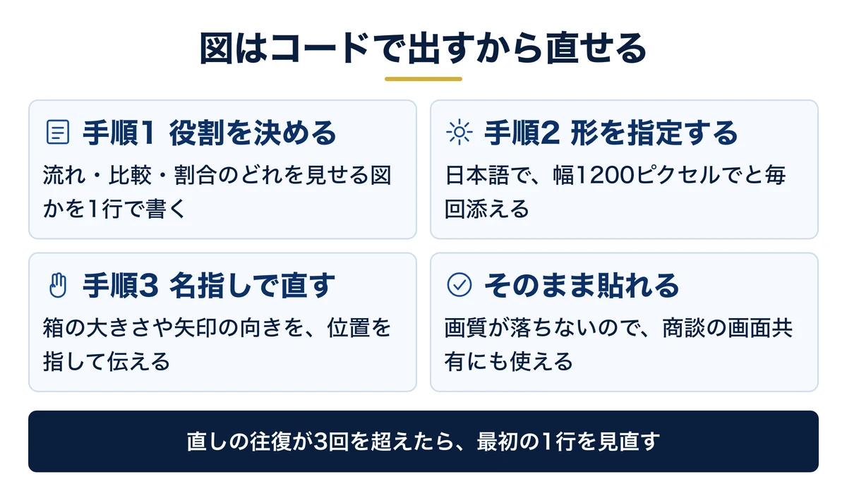 図はコードで出すと、その場で直せて資料に載る