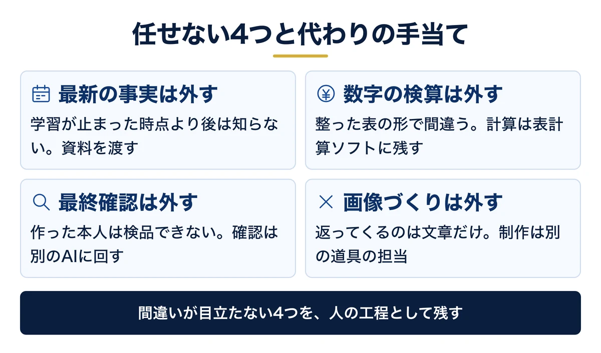 Claudeに任せない方がいい4つの仕事と代わりの手当て