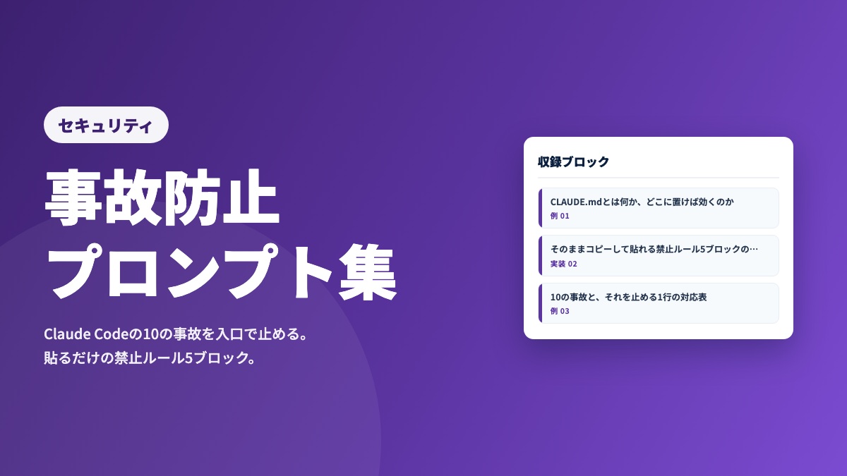 Claude Code 事故防止プロンプト集