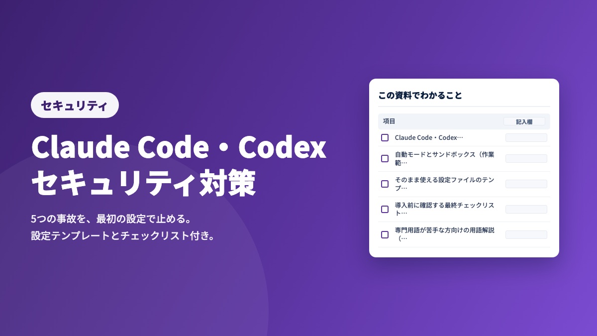 Claude Code・Codex セキュリティ対策完全ガイド 表紙